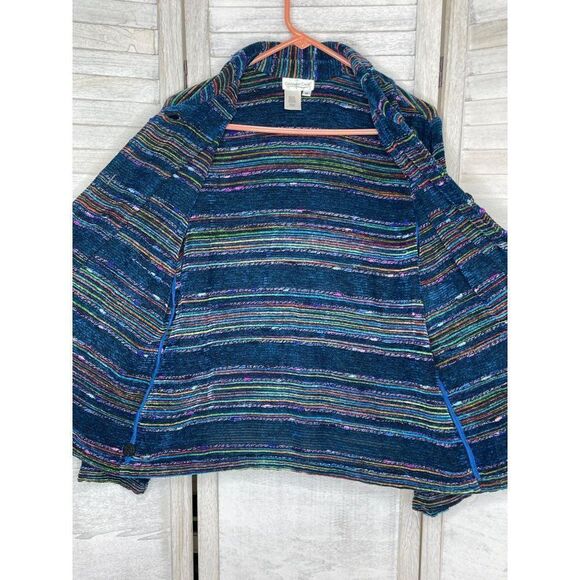 Coldwater Creek Blue Multi-Color Striped Lightweight Jacket Women's Size M - Picture 3 of 6